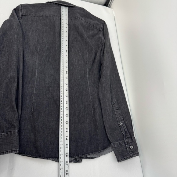 Polo Ralph Lauren Black Denim Button Up Shirt Women's Size 8 Cotton Slim Fit - Picture 7 of 13